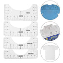 4pcs T-Shirt Neck Size Ruler T-Shirt Alignment Ruler for Guiding Drawing