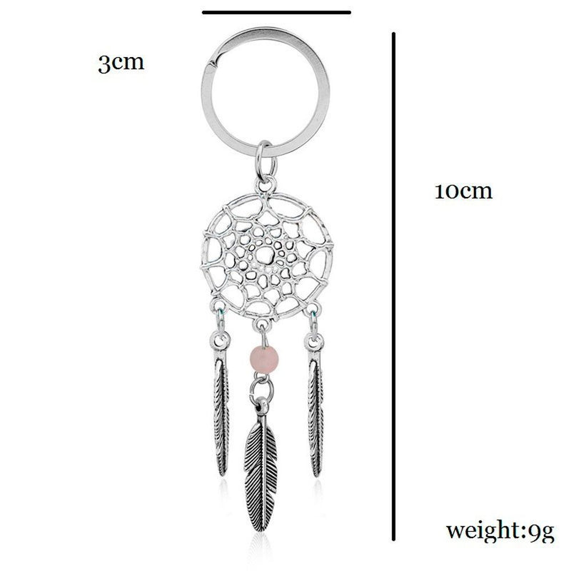 Wind Chimes Pink Green Feather Dream Catcher Keychain Buckle Pendant Keyring
