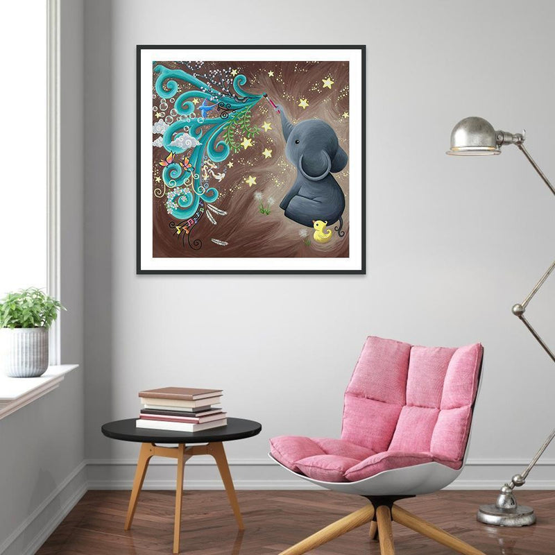 5D DIY Full Drill Diamond Painting Elephant Embroidery Mosaic Kit Bedroom Decor