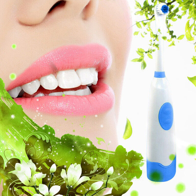 Rotating Anti Slip Waterproof Electric Toothbrush with 2 Brush Heads Blue