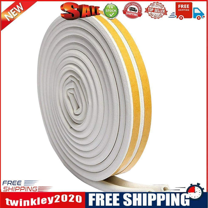 6m Self Adhesive Rubber Seal Strip Soundproof for Door Window (White D-Typ)