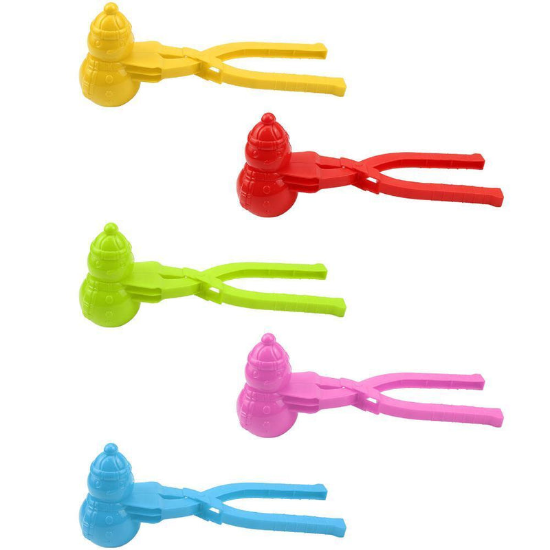 Snowball Maker Tool Snowman Shape DIY Snow Ball Tongs with Handle (Yellow)