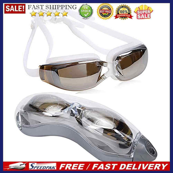 Swimming Goggles Electroplate Waterproof Swim Glasses with Earplugs Nose Clip