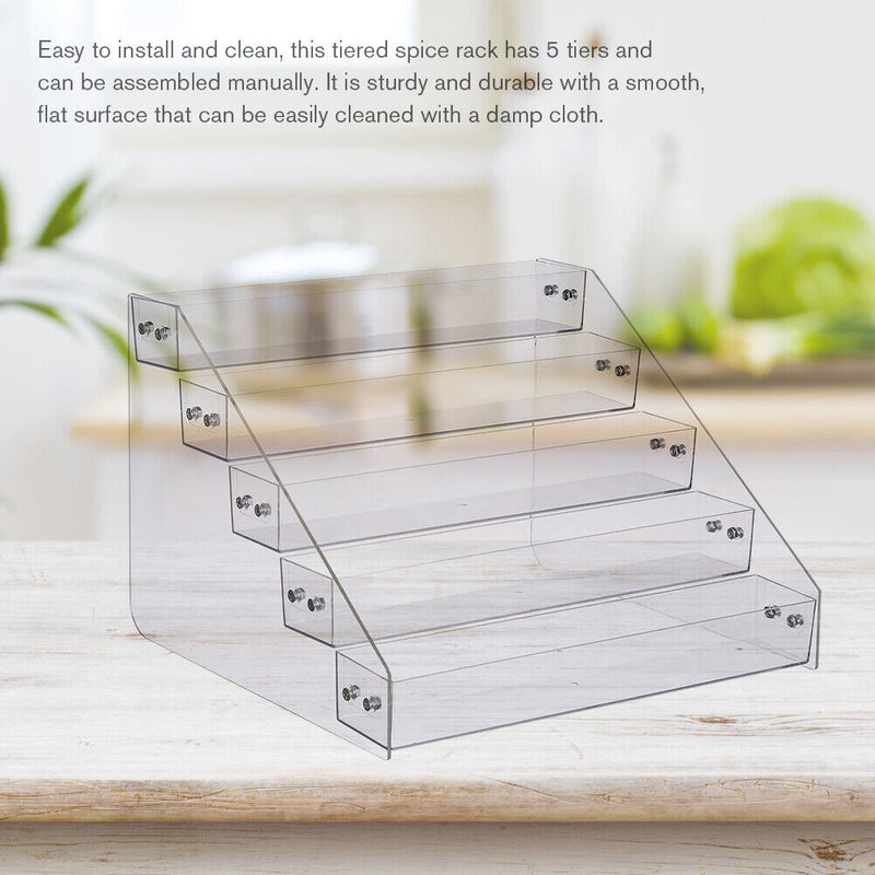 Tiered Acrylic Rack Nail Polish Display Jewelry Stand Kitchen Spice Storage Box