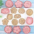 8PCS Flowers Cookie Mold Set Biscuit Cutters Baking Molds Press Stamp X8D3