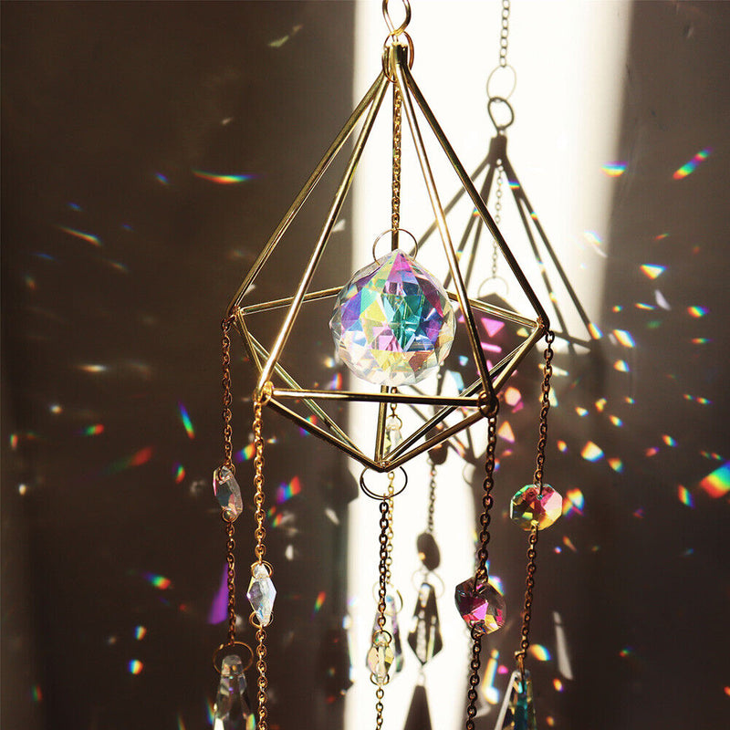 Crystal Windchimes Ornament Lighting Ball Home Hanging Pendant Decor (E) Newly