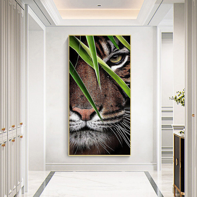 Paint By Numbers Kit DIY Tiger in Leaves Colouring Oil Art Picture Craft