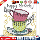 Teacup Cross Stitch Kit 14CT Stamp Embroidery DIY Needlework (J356 15x14cm)