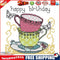 Teacup Cross Stitch Kit 14CT Stamp Embroidery DIY Needlework (J356 15x14cm)
