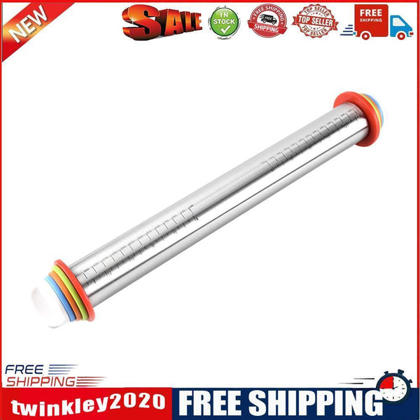 Stainless Steel Rolling Pin Dough Mat Dough Roller Adjustable Kitchen Tool
