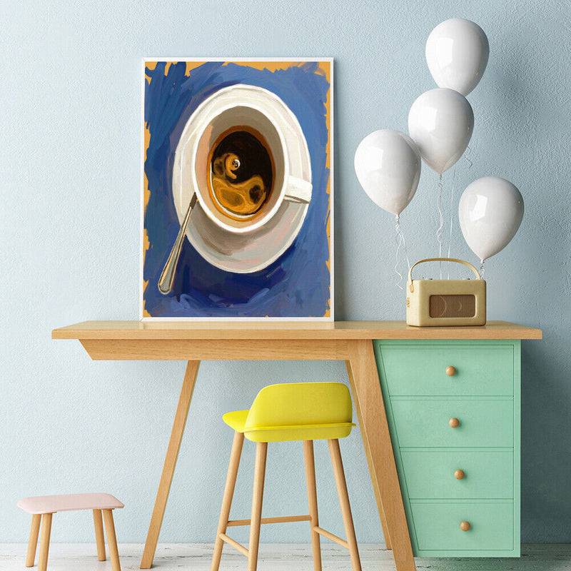 Paint By Numbers DIY Oil Canvas Pictures Hand Painted Abstract Coffee Kit Gift