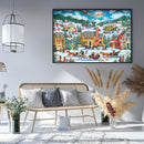 Town Snow Scene 11CT Stamped DIY Embroidery Full Cross Stitch Home Decorati