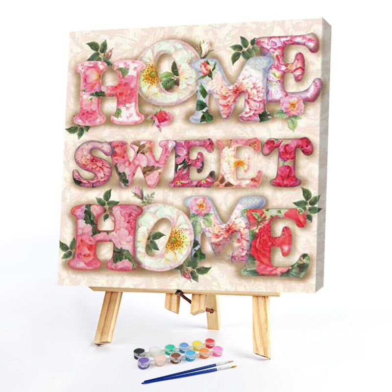 DIY Oil Paint by Numbers Letters Canvas Artwork Living Room Hand Painting Decor