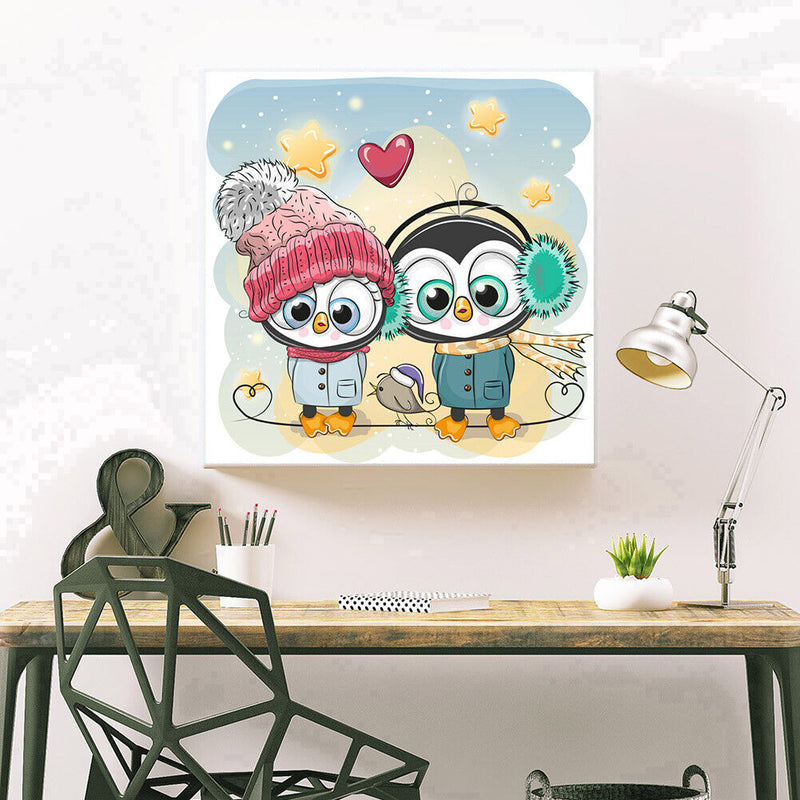 DIY Two Cartoon Owl Full Drill Diamond Painting Mosaic Kit Bead Art Picture