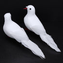 2pcs White Foam Feather Simulation Pigeons Wedding Table Decor Home Crafts