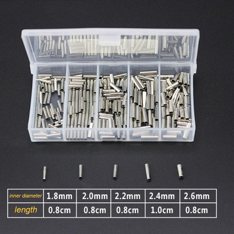 5 Size Single Barrel Crimping Sleeves Fishing Line Wire Leader Copper Tubes
