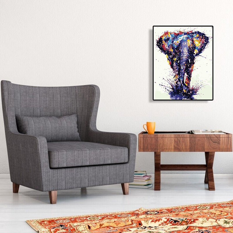 DIY Digital Oil Painting By Numbers Walking Elephant Canvas Frameless Picture