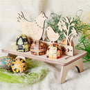 Rooster Rabbit Pattern Easter Egg Holder Shelves Wooden Happy Easter Stand Rack