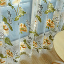 Window Curtain Flower Sheer Pattern Voile Valances Yellow 100x200cm
