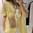 Women Travel Straw Woven Mini Shoulder Crossbody Phone Bag (Light Brown)