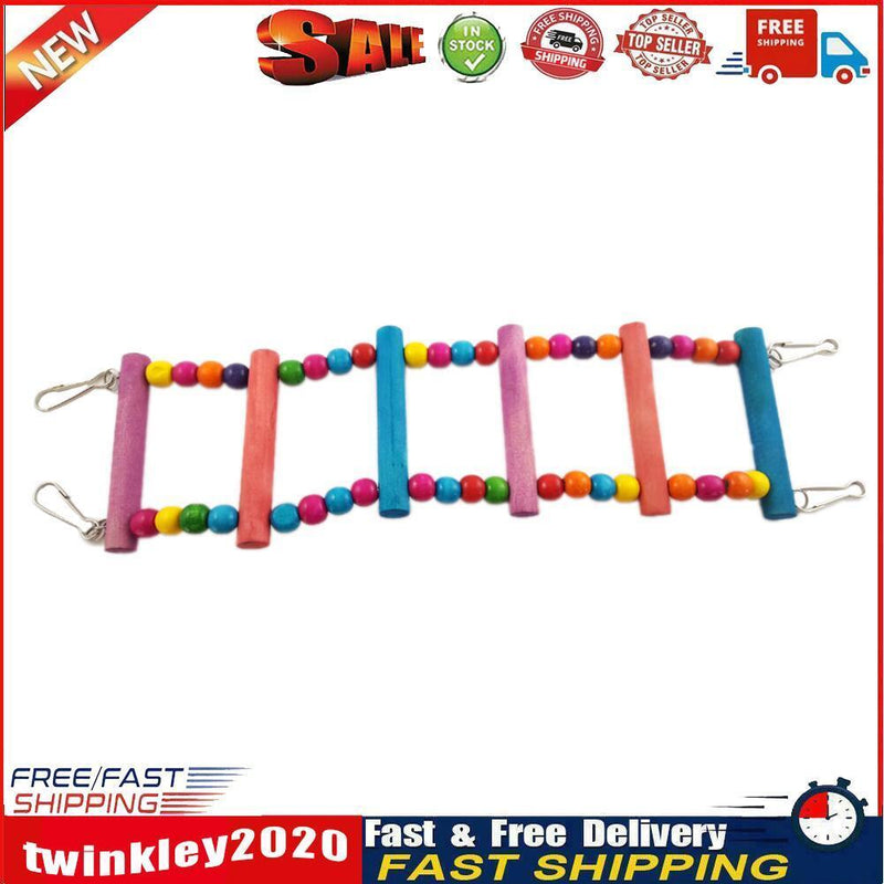 Pet Bird Wood Ladder Climb Parrot Macaw Cage Swing Shelf (40cm) Newly