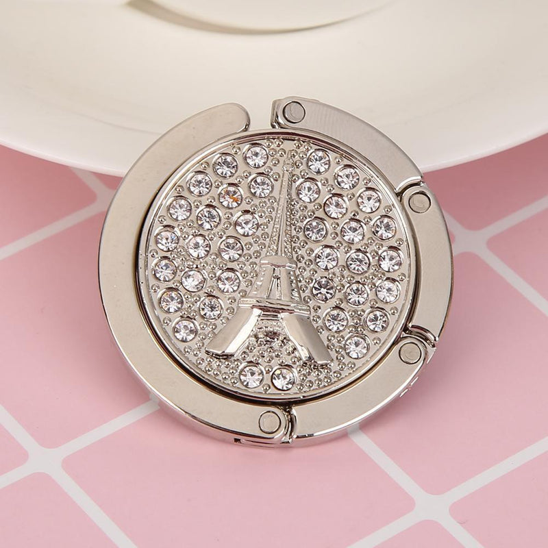 5pcs Portable Metal Foldable Bag Hook Holder Purse Hanger (White)