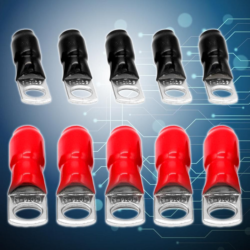 10pcs Car Audio Power Ground Wire Ring Terminals 6 AWG Gauge M8 Connectors Newly