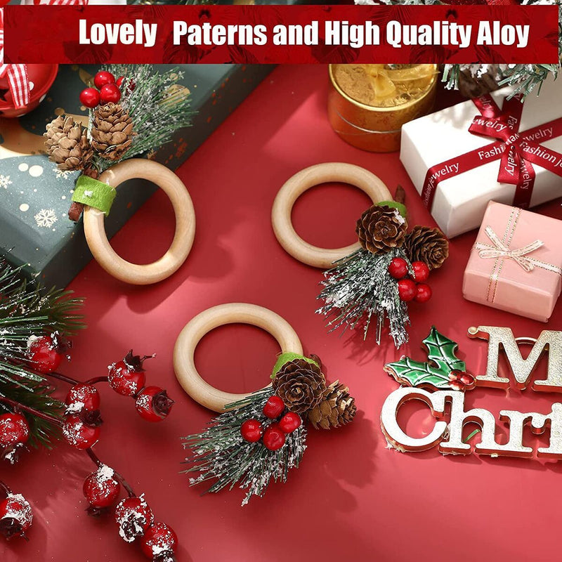 Wooden Napkin Ring Pine Cones Napkin Holder Handicraft Christmas Napkin Rings
