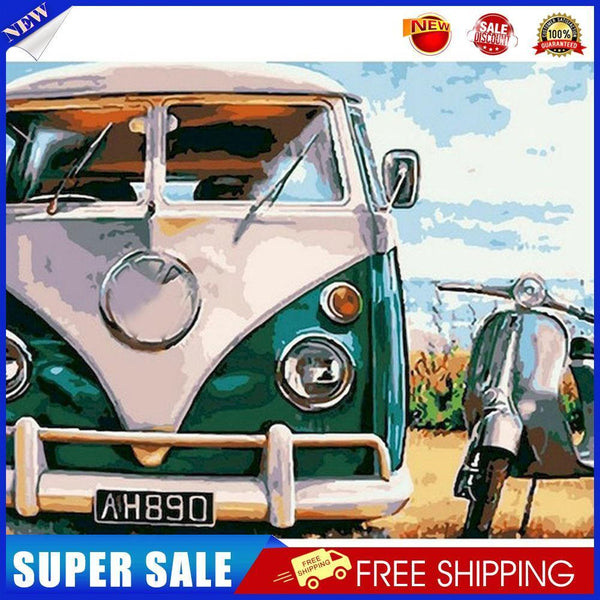 Bus Motorcycle Oil Paint By Numbers Kits DIY Handpainted on Canvas Wall Art