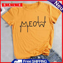 Fashion Meow Cat Short Sleeve T-Shirt (Mustard Yellow S) -01113