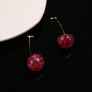 Korean Cherry Long Drop Earrings Women Sweet Fruit Dangle Earrings (Red) Newly