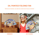 Hand Painted Folding Fan Oil Paint By Numbers DIY Snowman Kid Drawing Craft Gift