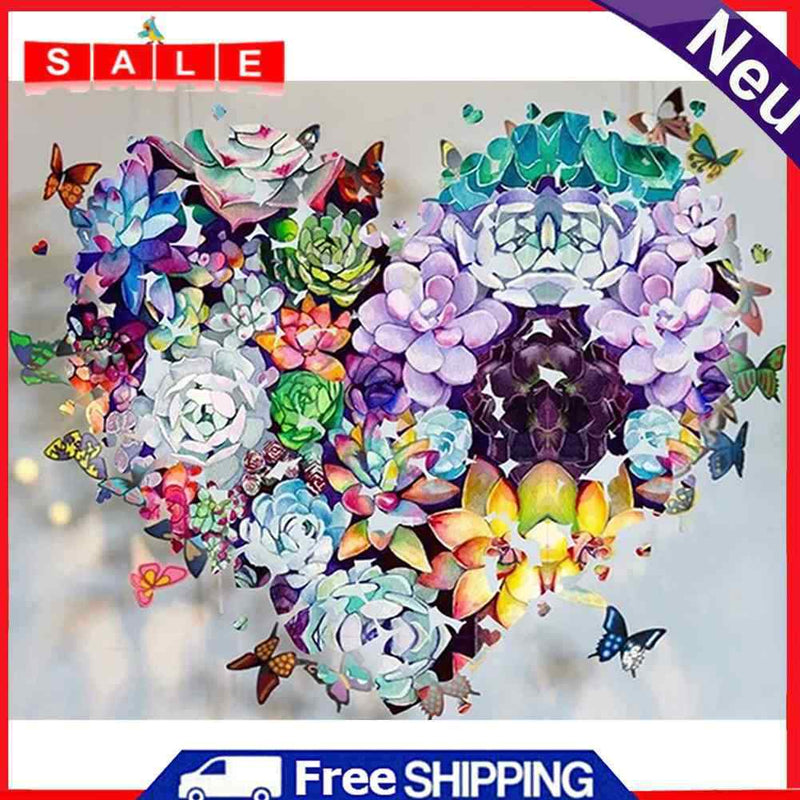 Handpainted DIY Succulent Heart Oil Paint by Numbers Pictures Craft Gift Kit