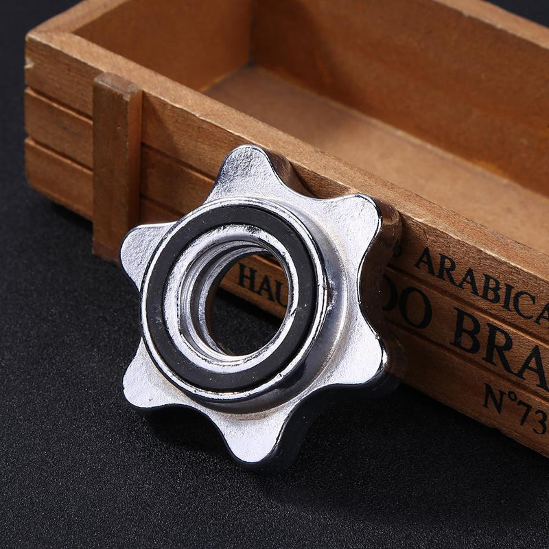 Lifting Standard Hex Nut Barbell Bar Solid Steel Spin-lock Dumbell Clamps Newly