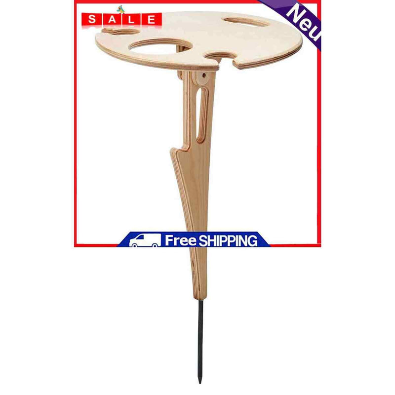 Foldable Outdoor Beach Wine Table, Mini Wooden Picnic Desk for Sand and Grass