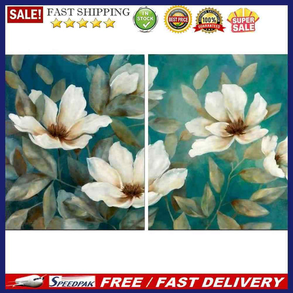 Hand Painted Oil Paint by Numbers DIY White Flower Drawing Wall Decoration Gift