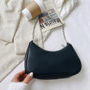 Retro Women PU Solid Color Shoulder Bag Casual Ladies Chain Small Underarm Bags