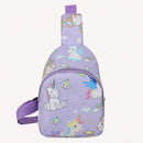 Children Cute Cartoon Print Nylon Chest Bags Mini Crossbody Bags (Purple)