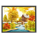 11CT Cotton Thread Landscape Autumn Stamped Embroidery Canvas Set Embroidery DIY