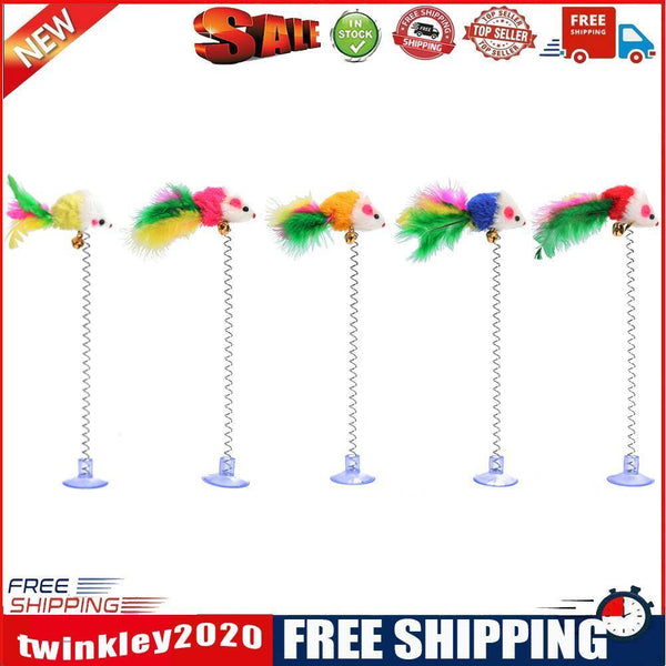 5pcs/set Cute Plush False Mouse Spring Funny Cat Scratch Toys Pet Supplies