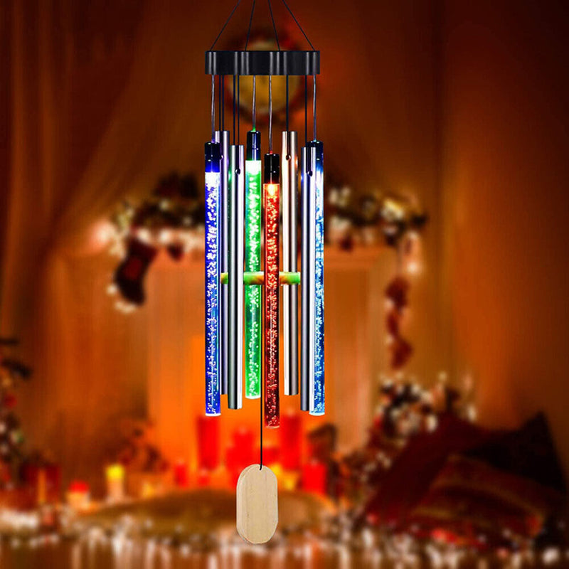 Waterproof Wind Chime Solar Lamp Colorful Bubble Column Windbell Light Newly