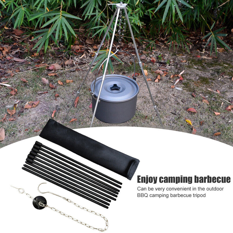 Outdoor Camping Hanging Cooking Pot Campfire Picnic Bonfire Tripod Equipment