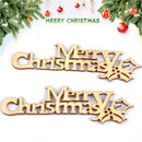 Letter Carving Merry Christmas Wooden Slice Xmas Decoration Wood Pieces
