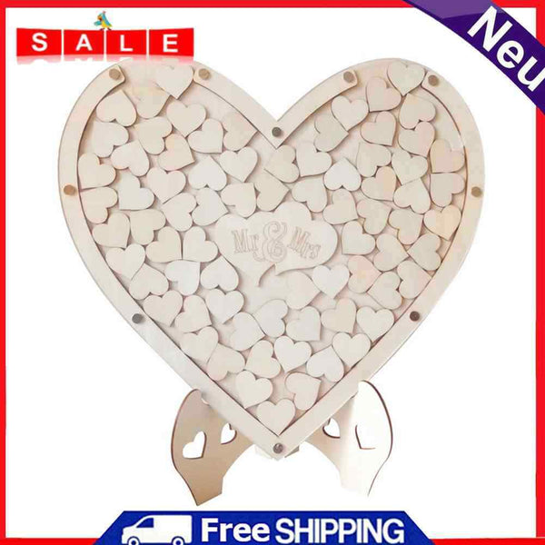 Heart Shaped Wedding Guest Book Rustic Wooden Baby Showers Party Guestbook Decor