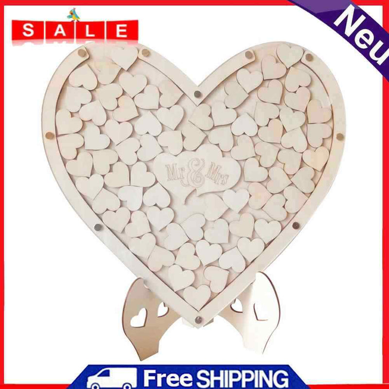 Heart Shaped Wedding Guest Book Rustic Wooden Baby Showers Party Guestbook Decor