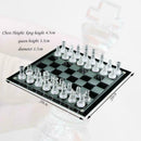 Glass Chess Set Elegant Pieces and Checker Board Game Frosted White Black Q9I7