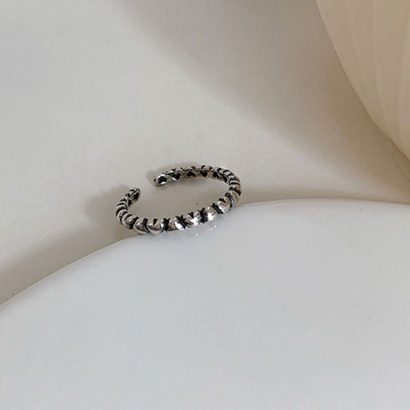 Women Girls Hollow Out Ring Hand Decoration Heart Shape Open Ring Adjustable