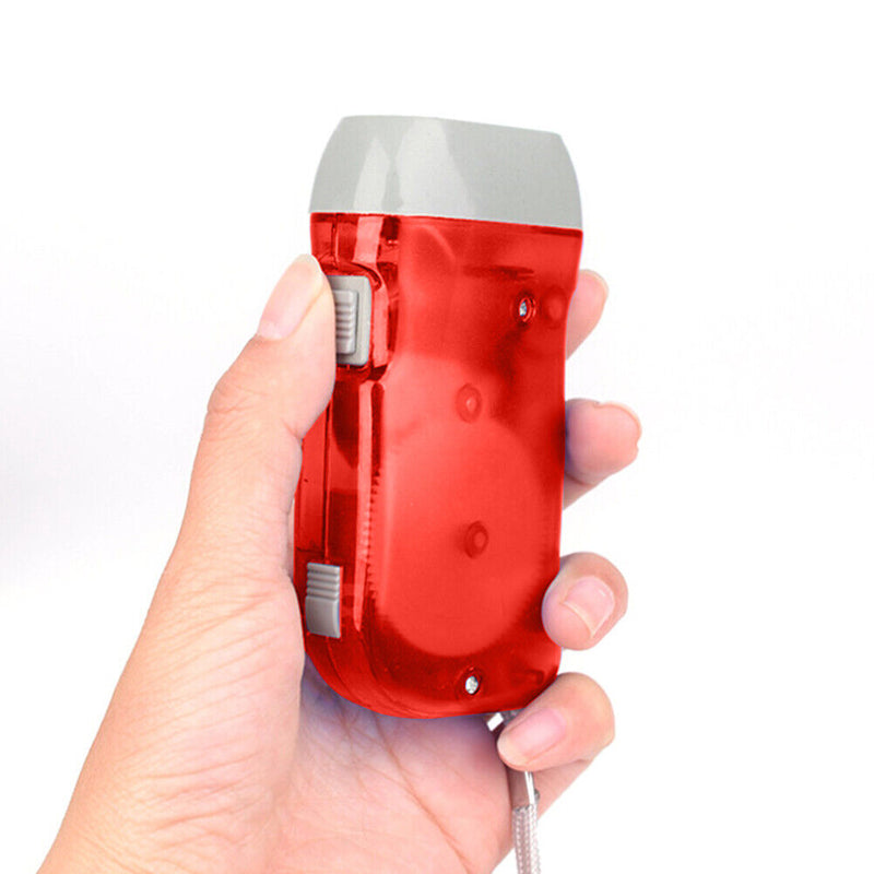 LED Hand Pressing Dynamo Flashlight Lamp Portable Hand Crank Torch (Red) Newly