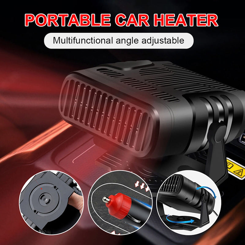 Car Heater 2 in 1 Auto Windscreen Fast Heating / Cooling Fan (Black 12V) Newly