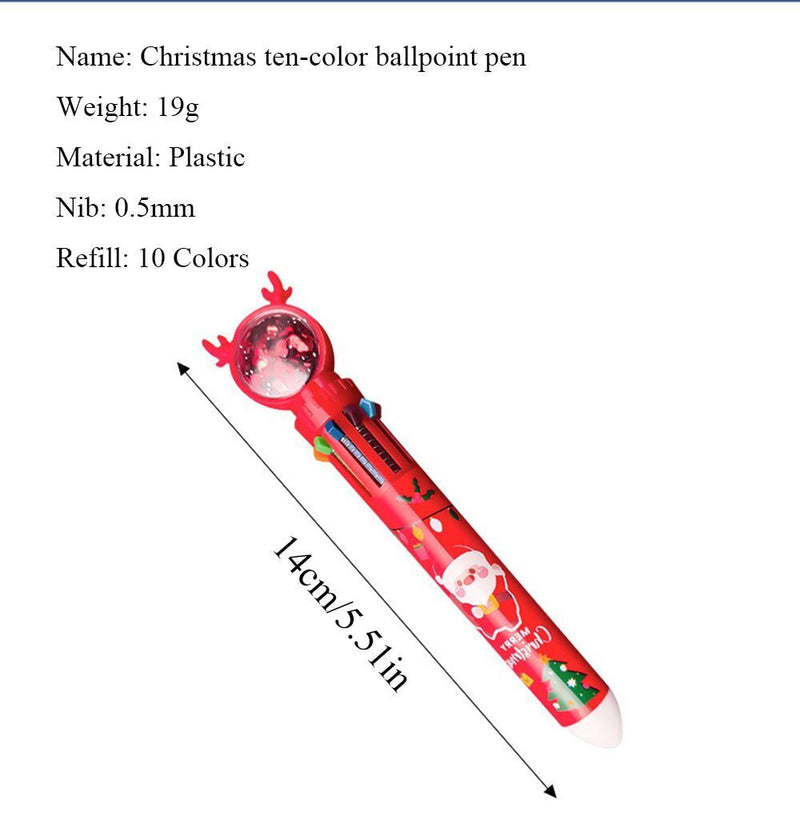 Elk Xmas Boy Ten Color Pen Stationery Christmas Ballpoint Pen Santa Claus
